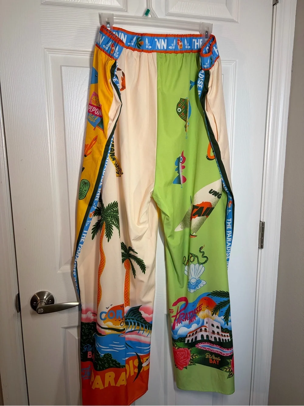 Tropical Coral Island Graphic Lounge Pants - Yellow & Cream
